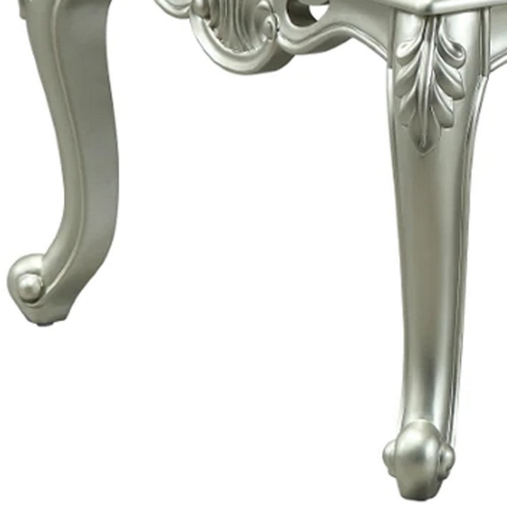 Usm 58 Inch Classic Coffee Table, Floral Trim Cabriole, Wood, Champagne - BM276232