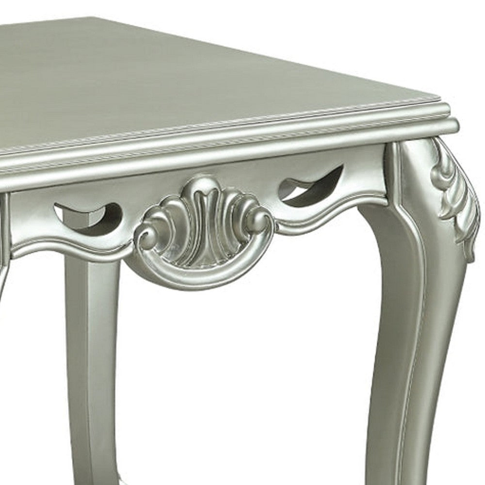 Usm 27 Inch Classic End Table, Floral Trim Cabriole, Wood, Champagne - BM276233