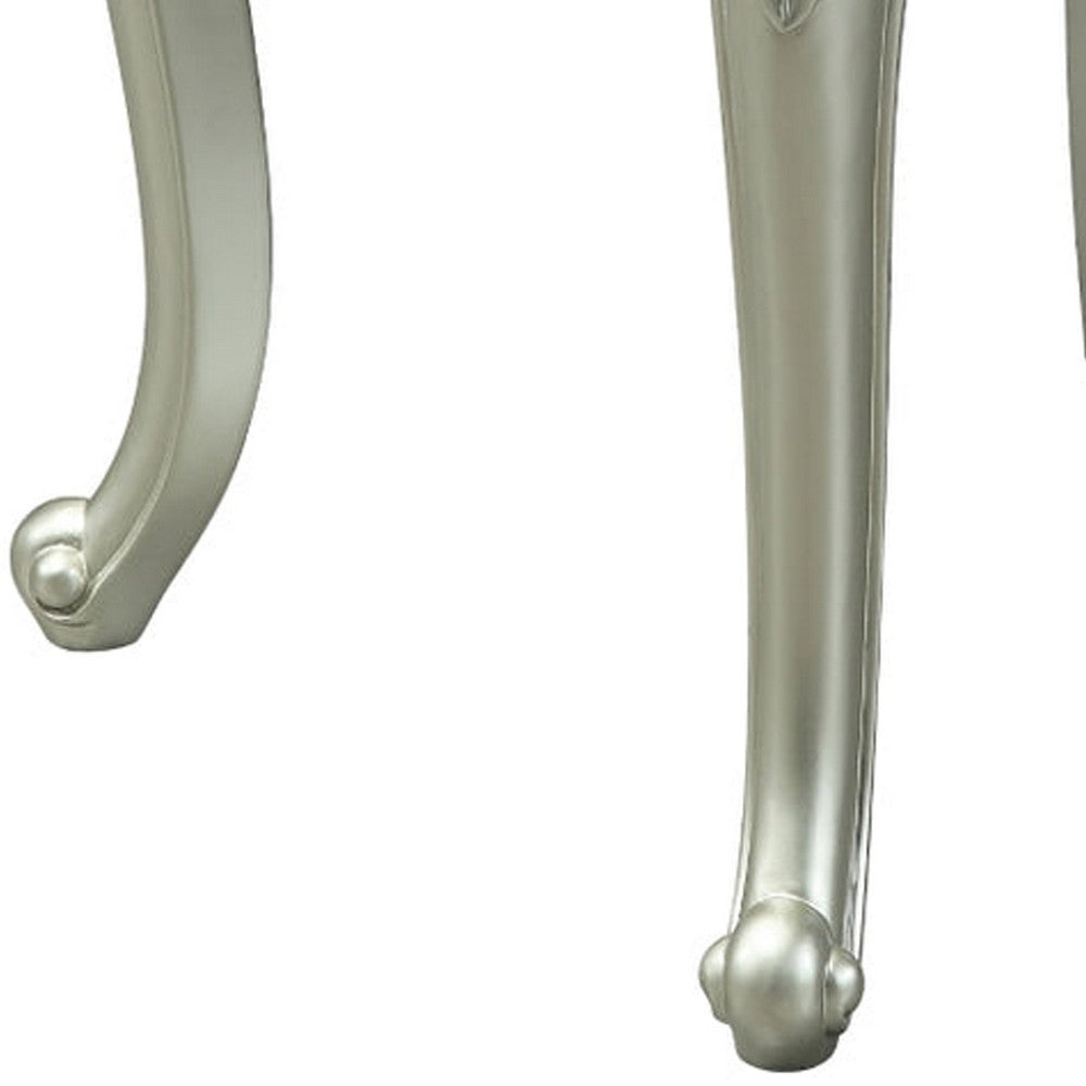 Usm 27 Inch Classic End Table, Floral Trim Cabriole, Wood, Champagne - BM276233