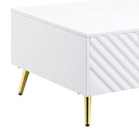 Tyra 53 Inch Modern Coffee Table, 2 Drawers, Metal Handles, White, Gold - BM276249