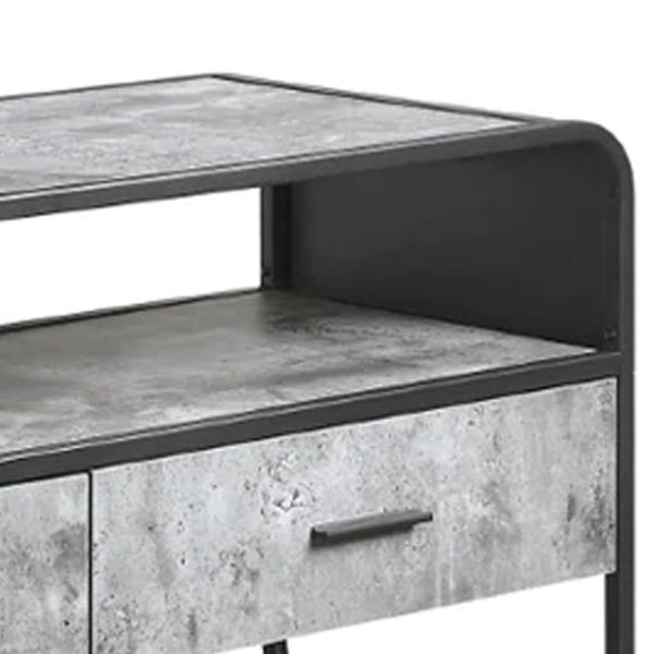 Ish 60 Inch Entertainment Center TV Stand, 3 Drawers, Wood, Gray, Black - BM276251