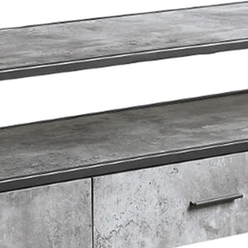 Ish 60 Inch Entertainment Center TV Stand, 3 Drawers, Wood, Gray, Black - BM276251
