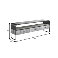 Ish 60 Inch Entertainment Center TV Stand, 3 Drawers, Wood, Gray, Black - BM276251