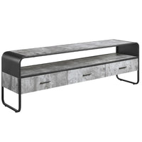 Ish 60 Inch Entertainment Center TV Stand, 3 Drawers, Wood, Gray, Black - BM276251