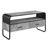 Ish 39 Inch Entertainment Center TV Stand, 2 Drawers, Wood, Gray, Black - BM276252