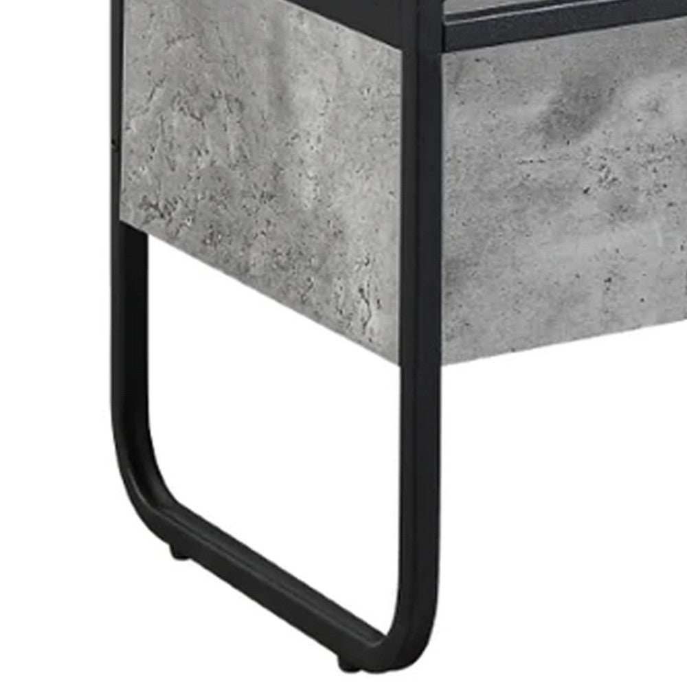 Ish 39 Inch Entertainment Center TV Stand, 2 Drawers, Wood, Gray, Black - BM276252