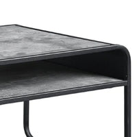 Ish 42 Inch Modern Coffee Table with Curved Edge Design, Wood, Gray, Black - BM276253