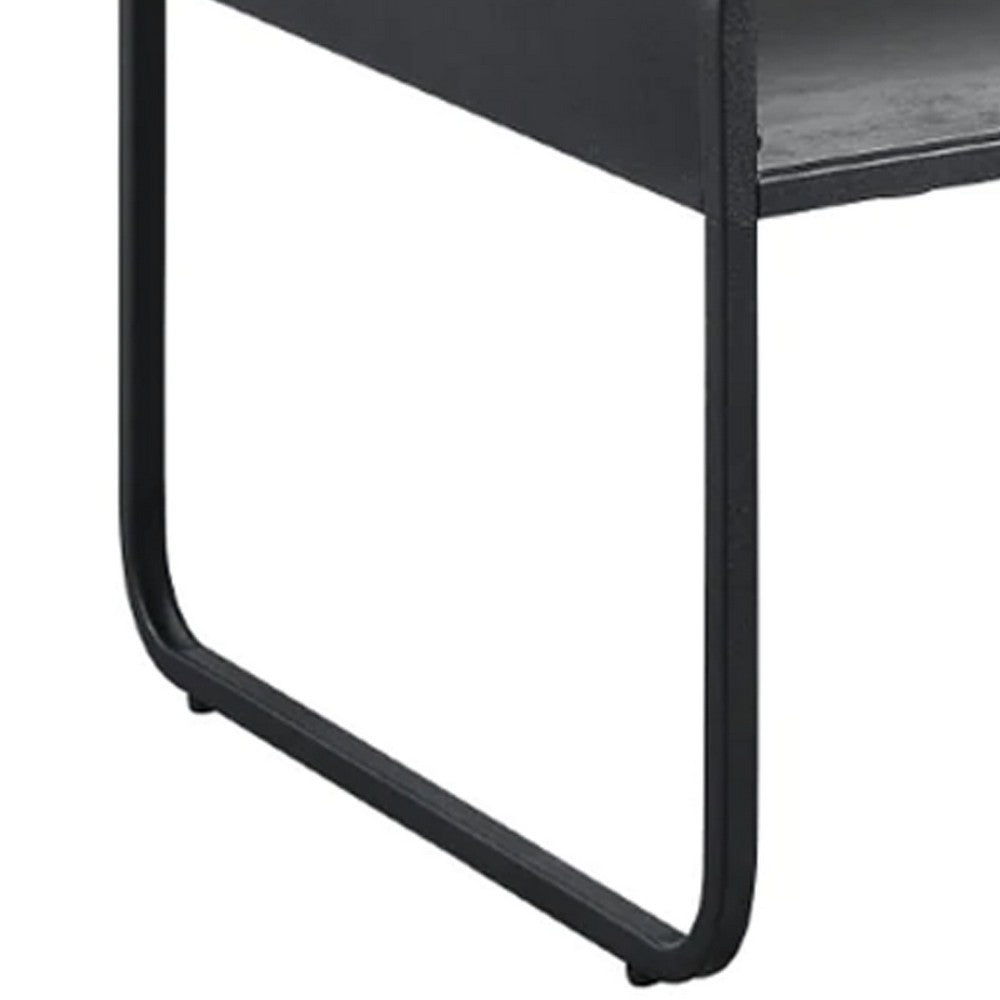 Ish 42 Inch Modern Coffee Table with Curved Edge Design, Wood, Gray, Black - BM276253