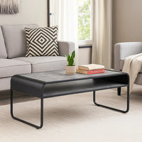 Ish 42 Inch Modern Coffee Table with Curved Edge Design, Wood, Gray, Black - BM276253