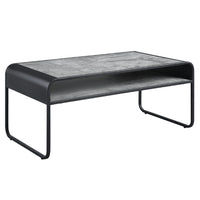 Ish 42 Inch Modern Coffee Table with Curved Edge Design, Wood, Gray, Black - BM276253
