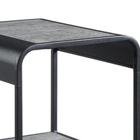 Ish 21 Inch Modern End Table with Open Shelves, Wood, Gray, Black - BM276254