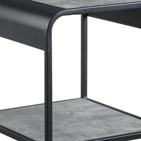 Ish 21 Inch Modern End Table with Open Shelves, Wood, Gray, Black - BM276254