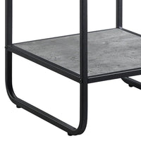 Ish 21 Inch Modern End Table with Open Shelves, Wood, Gray, Black - BM276254