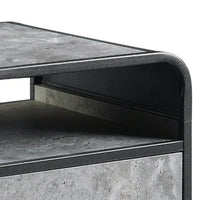 Ish 22 Inch Modern Wood End Table, 1 Drawer, Metal Handles, Gray , Black - BM276255