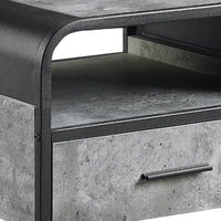 Ish 22 Inch Modern Wood End Table, 1 Drawer, Metal Handles, Gray , Black - BM276255