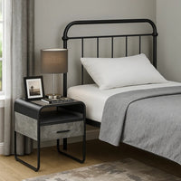 Ish 22 Inch Modern Wood End Table, 1 Drawer, Metal Handles, Gray , Black - BM276255