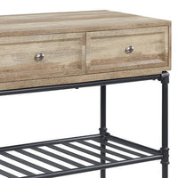 Ley 47 Inch Wood Sideboard Console Sofa Table, 3 Drawers, Industrial, Oak - BM276289