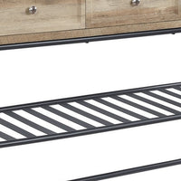 Ley 47 Inch Wood Sideboard Console Sofa Table, 3 Drawers, Industrial, Oak - BM276289