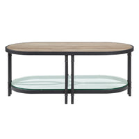 Ley 47 Inch Wood Coffee Table, Oblong, Industrial Design, Oak - BM276290