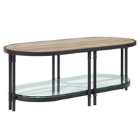 Ley 47 Inch Wood Coffee Table, Oblong, Industrial Design, Oak - BM276290