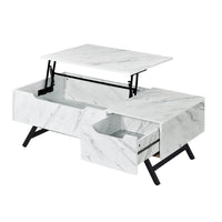 Hew 48 Inch Wood Coffee Table, Lift Top, 2 Drawers Storage, White - BM276301