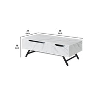 Hew 48 Inch Wood Coffee Table, Lift Top, 2 Drawers Storage, White - BM276301