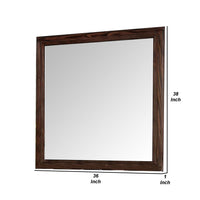 36 Inch Wall Mirror, Molded Trim, Grain Details, Oak Brown - BM276346