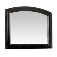 Glan 42 Inch Wall Mirror, Molded Trim, Wood Frame, Curved Top, Black - BM276348