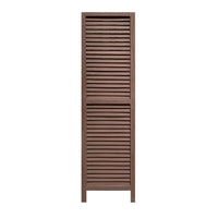 67 Inch 3 Panel Shutter Screen Room Divider, Fitted Slats, Washed Brown - BM276714
