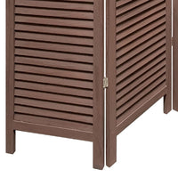 67 Inch 3 Panel Shutter Screen Room Divider, Fitted Slats, Washed Brown - BM276714