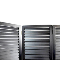 67 Inch 3 Panel Shutter Screen Room Divider, Fitted Slats, Black - BM276715