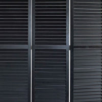 67 Inch 3 Panel Shutter Screen Room Divider, Fitted Slats, Black - BM276715