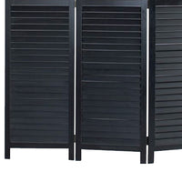 67 Inch 3 Panel Shutter Screen Room Divider, Fitted Slats, Black - BM276715