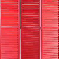 67 Inch 3 Panel Shutter Screen Room Divider, Fitted Slats, Red - BM276716
