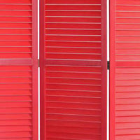 67 Inch 3 Panel Shutter Screen Room Divider, Fitted Slats, Red - BM276716