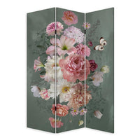 72 Inch 3 Panel Canvas Foldable Screen Room Divider, Purple Floral Design - BM276721