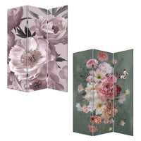 72 Inch 3 Panel Canvas Foldable Screen Room Divider, Purple Floral Design - BM276721