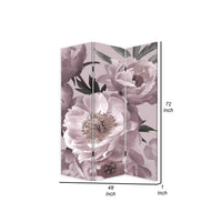 72 Inch 3 Panel Canvas Foldable Screen Room Divider, Purple Floral Design - BM276721