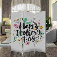 72 Inch 3 Panel Canvas Room Divider, Black Painted Mothers Day, White - BM276727