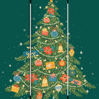 72 Inch 3 Panel Canvas Screen Room Divider, Painted Christmas Tree, Green - BM276728