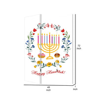 72 Inch 3 Panel Canvas Foldable Room Divider, Hanukkah Symbol, Multicolor - BM276729