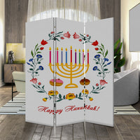 72 Inch 3 Panel Canvas Foldable Room Divider, Hanukkah Symbol, Multicolor - BM276729