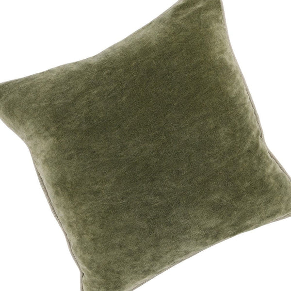 Hillary 18 Inch Square Velvet Decorative Throw Pillow, Welt Cord, Green By Casagear Home