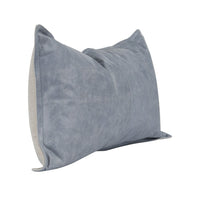 Norm 26 Inch Leather Decorative Lumbar Throw Pillow, Stitched, Soft Gray By Casagear Home