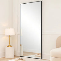40 Inch Wood Wall Mirror, Rectangular Thin Frame, Black - BM277041