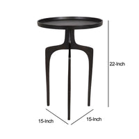 22 Inch Metal Round Accent Table, Three Curved Legs, Antique Brown - BM277047