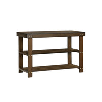 Roy 28 Inch Shoe Bench, 2 Tier Storage Rack, Bamboo Frame, Walnut Brown - BM277151