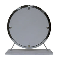 Rose Round Vanity Mirror with Stool, Faux Fur Seat, Gray, White - BM278981