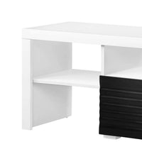 Ida 75 Inch TV Entertainment Center Console, 2 Drawers, High Gloss White - BM279004