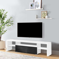 Ida 75 Inch TV Entertainment Center Console, 2 Drawers, High Gloss White - BM279004